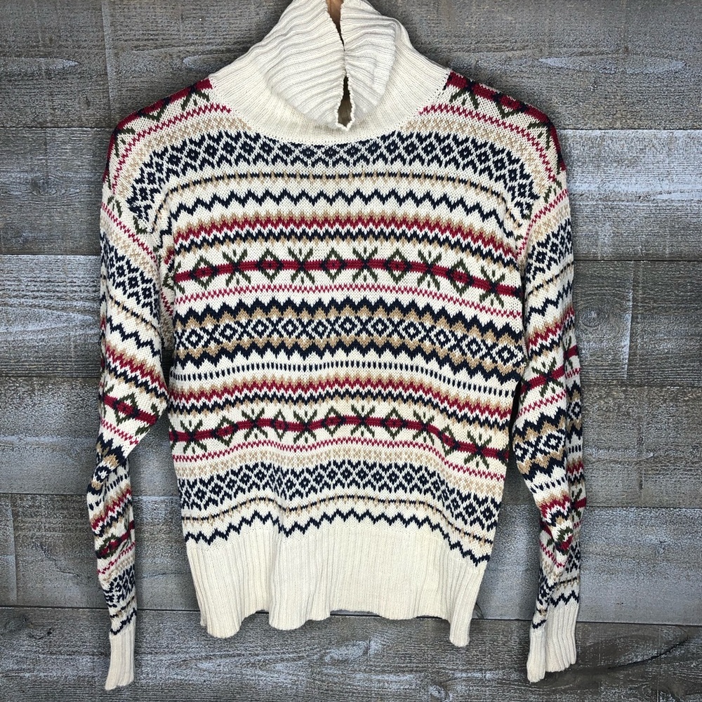 Idioms vintage 90s patterned ski winter holiday turtleneck sweater